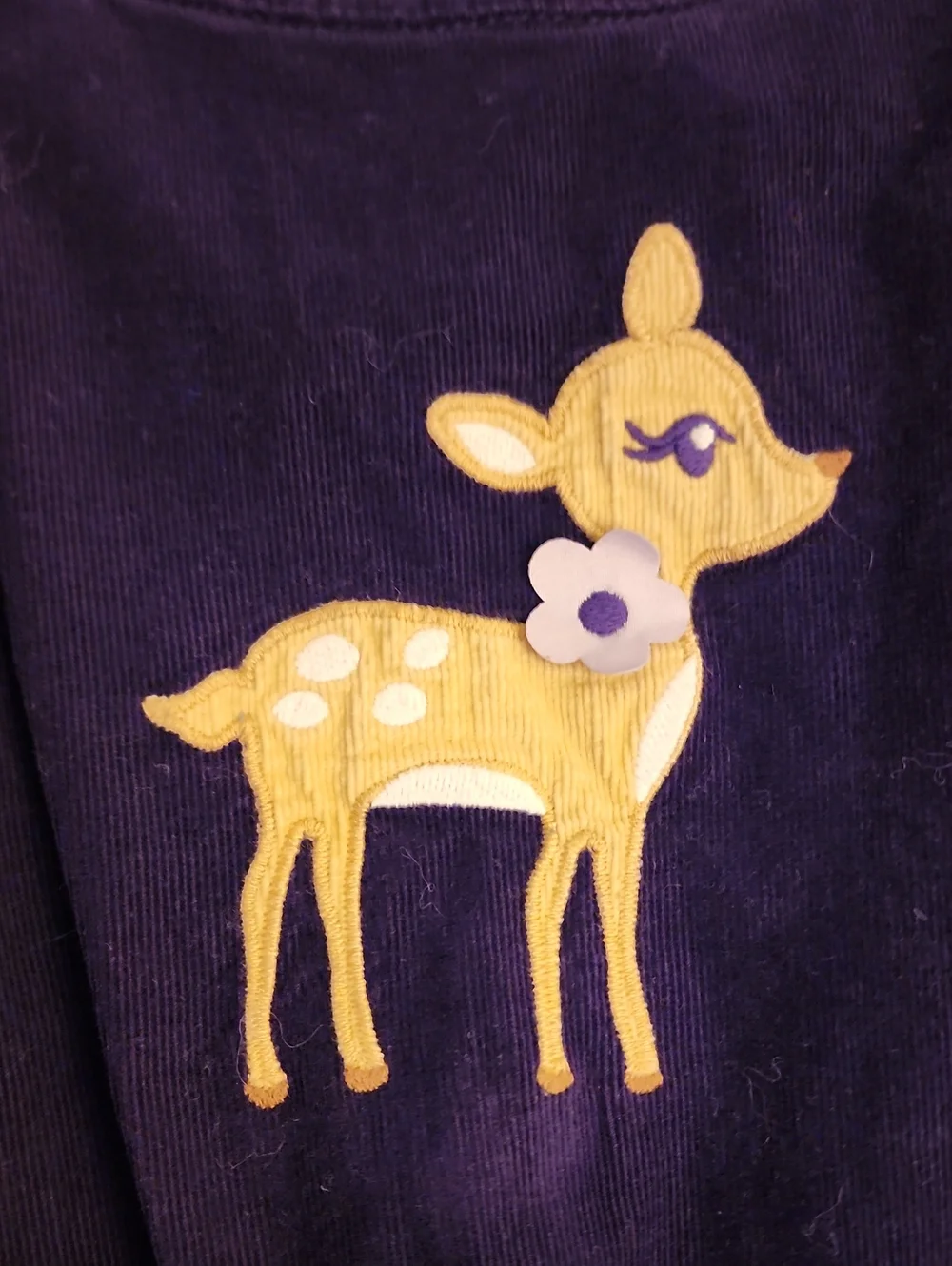 Sz 4T Gymboree Purple Corduroy Deer Pinafore Dress with White Deer Tights